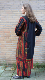 Egyptian Sinai Folk dress BLACK, RED and YELLOW handycraft embroidered - Robe Badou Sinai NOIR brodée ROUGE JAUNE