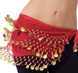 Basic bellydance hipbelt 7 different colors RED WHITE GREEN FUCHSIA PURPLE - Foulard de danse orientale aux sequins DORÉS