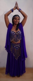 7-piece Crystal collection bellydance costume PURPLE, GOLD, Rhinestones