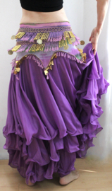3- layer full circle  chiffon skirt with with wavy wired, lettuce hem - one size fits M, L, XL