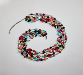 MULTICOLOR beaded necklace, composed with 5 rows of beads on chains.