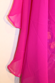 Sluier FUCHSIA half doorzichtig, halfrond mousseline chiffon -260 cm x 110 cm