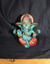 7,5 cm - Ganesha Hindu statue elephant deity TURQUOISE GREEN-BLUE - Statue TURQUOISE VERT-BLEU de la déité éléphant Ganesh