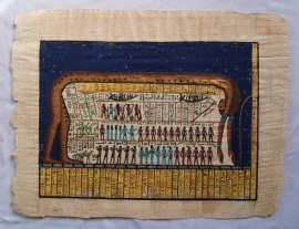 Originele Egyptische papyrus met faraonische afbeeldingen 8 godin Noet Nuit