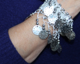 ZILVEREN Muntjes armband glimmertjes ROOD, BLAUW, FUCHSIA, GOUD, PAARS, TURQUOISE, ROZE, ZWART, WIT - Small Medium