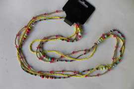 Halssnoer / armband kralenketting 3 stuks Ibiza "Sunshine" fluo GROEN-GEEL FUCHSIA TURQUOISE GOUD