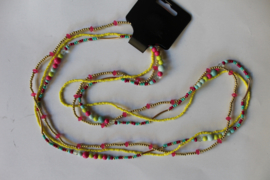 3-piece Small beads Ibiza "Sunshine" necklace /bracelet  GREENISH-YELLOW TURQUOISE FUCHSIA GOLD - Collier / Bracelet FLUO perles MULTICOLOR VERT-JAUNE FUCHSIA TURQUOISE DORÉ