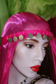 Headband, golden or silver coins decorated, ALL COLORS