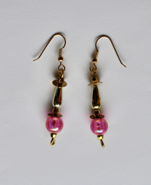 Earrings PINK GOLD, balloon bead decorated