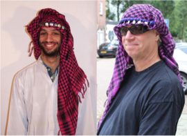 Keffiyeh - Palestinian shawl FUCHSIA, PURPLE or TURQUOISE with BLACK, Chafiyeh