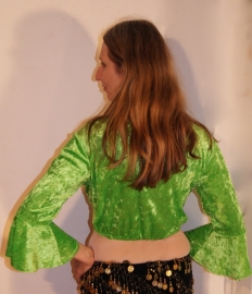 M, L, XL - Tie top stretch velvet bright GREEN