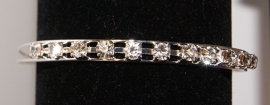 one size adaptable - Open bracelet with glitter stones SILVER color