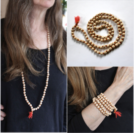 Lichtgewicht Japa Mala / Mala Tulsi met 108 houten kralen - halssnoer / armband