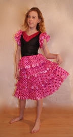 Spaanse flamenco jurk voor meisjes ROZE ROSE  met rushes - prinsessenjurk