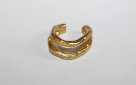Dubbele GOUDkleurige ring met opening - diameter 15 mm omtrek 46/47 mm 