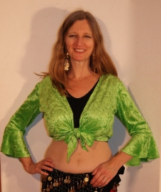 Knooptopje stretch fluweel fel LICHT GROEN - M, L, XL