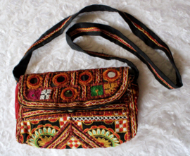 Party purse - cm x 19 cm x 6 cm - One of a kind  Bohemian hippy chick purse, cross body bag, multicolor patchwork, embroidery and MIRRORS decorated, Gujarati Banjari Kuchi handycraft