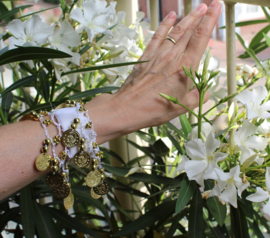 Small Medium - Coin bracelet WHITE GOLD - Bracelet sequins BLANC DORÉE