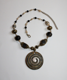 Spiral beaded necklace "We all come from the Goddess"