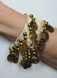 Small Medium - Coin bracelet CREAM GOLD - Bracelet sequins élastique CRÈME DORÉ