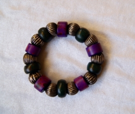 Bohemian Ibiza big beads bracelet BLACK PURPLE SILVER color