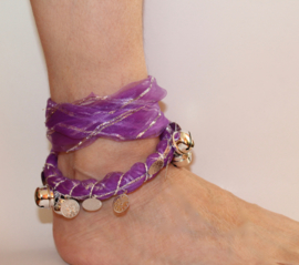 EXTRA Bells - Anklet / Bracelet / Headband Bellydance, African dance LILAC PURPLE SILVER - Bracelet / Bande de cheville / Bande cheveux aux sequins et EXTRA Sonnettes Clochettes Couleur LILAS ARGENT