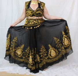 BELLYWOOD - BOLLYWOOD 5-piece Indian Gypsy Costume embroidered BLACK