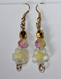 Ladies or girls - Flower earrings YELLOW/GOLD or ORANGE/SILVER