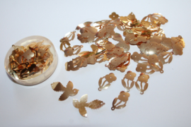 GOUDEN pailletten in bloemetjes en vogeltjes vorm - doosje