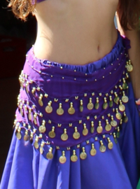 Basic bellydance hipbelt 7 different colors RED WHITE GREEN FUCHSIA PURPLE - Foulard de danse orientale aux sequins DORÉS