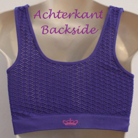 S / M Small / Medium - Sleeveless seamless PURPLE stretch, microfiber workout top, waffled back