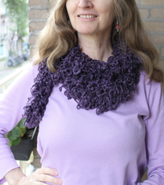 150-160 cm - Braided shawl PURPLE, with SILVER thread