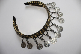 one size - Tiara GOLD with SILVER beads and coins for ladies and girls - Serre-tête aux sequins de danse orientale ARGENTÉ DORÉ