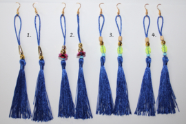 Extra Long - BLUE tassel earrings