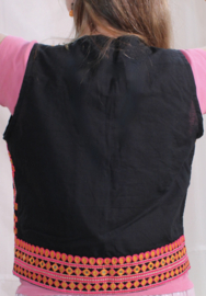 S/M Small/Medium - Mirrored Ladies waistcoat BLACK ORANGE PINK