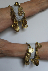 Muntjes armband GRIJS  GOUD - Small Medium