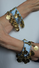 Small Medium - Coin bracelet LIGHT BLUE GOLD - Bracelet sequins élastique BLEU CLAIR DORÉ