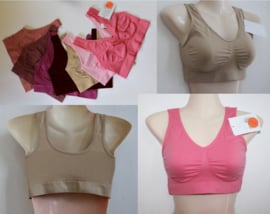 M, L - Comfortable, sleeveless stretch, seamless workout top, microfibre, SHADES OF PINK, BEIGE