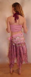4-piece One of a kind Bellydance costume for girls 8-12 years old  PINK : headband + top + belt + skirt