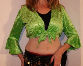 M, L, XL - Tie top stretch velvet bright GREEN