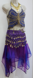 Asymmetrical, transparent, gradient PURPLE and BLUE colors, pointed skirt with elastic waistline - sizes 36/38/40/42, one size fits S, M, L, XL