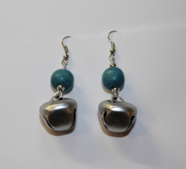 SILVER bell earrings with TURQUOISE bead - Boucles d'oreille cloche ARGENTÉ aux perles TURQUOISE