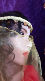 1001 Night harem party veil GREENISH YELLOW with LIGHT GREEN headband