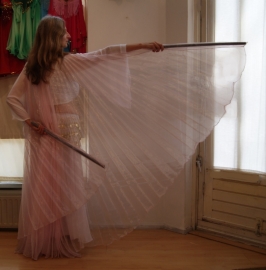 Isis wings SOFT PINK transparent pleated organza - Ailes d'Isis ROSE CLAIRE transparantes