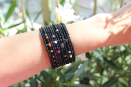 one size - Beaded bracelet Ibiza Hippy Chic style BLACK MULTICOLOR