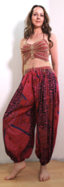 Harembroek 100% katoen FUCHSIA ROZE BORDEAUX- Saroual - One Size