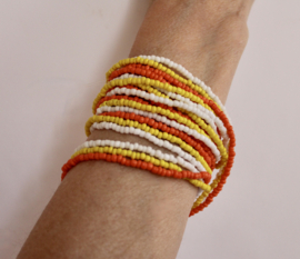 3  happy hippy beaded necklaces / bracelets in ORANGE, WHITE and YELLOW.
