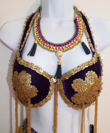 Necklace with tassels, beads, chains, ribbon PINK, NAVY BLUE, GOLD, IRIDISCENT YELLOW, OFF WHITE