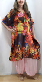 Kneelong oriental Kaftan, tunic, Galabyya, thobe long, loose, Bohemian dress, V-neck - one size, fits all M, L, XL, XXL