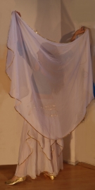 Rok orientaals tulpmodel WIT GOUD / ZILVER 3-lagen  - Small Medium - 3-layer Skirt oriental tulip WHITE GOLD / SILVER